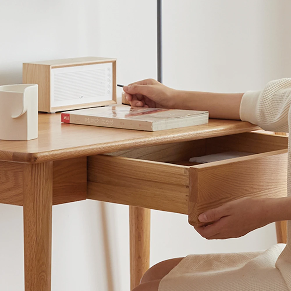Bureau 100% massief hout, natuurlijk hout, computerbureau, studiebureau, eiken natuurlijk hout met lade, eenvoudig werk van hout