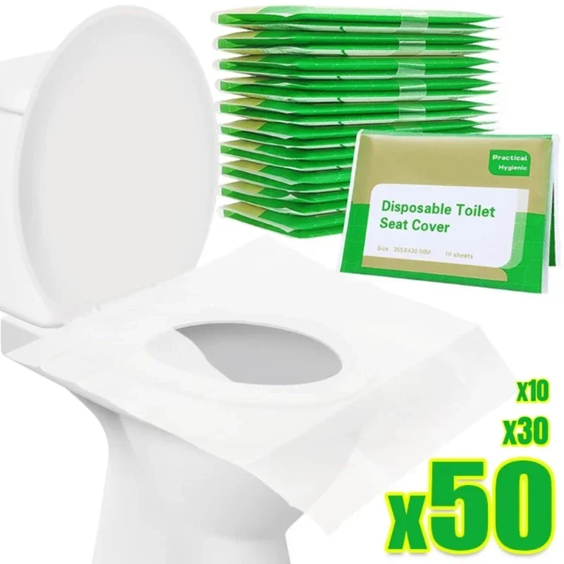 10/30/60PCS Portable Disposable Toilet Seat Paper Waterproof Soluble Water Covers Type Travel Camping Hotel Bathroom Accessories