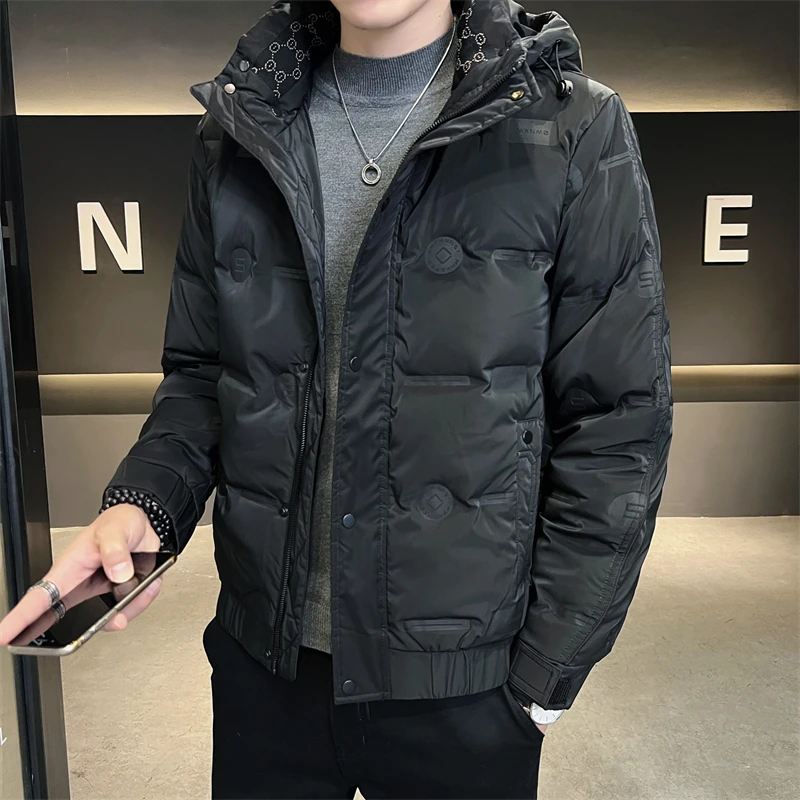 Solid Color Men's Hooded Duck Down Jackets 2023 Autumn Winter Casual Plus Size L-5XL Warm Puffer Coat Hat Detachable Down Parkas