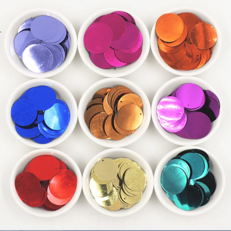 10 g/paquete de lentejuelas de 30mm para manualidades, lentejuelas redondas grandes, Lentejuelas con 1 agujero lateral, accesorios de costura Manual para vestido DIY