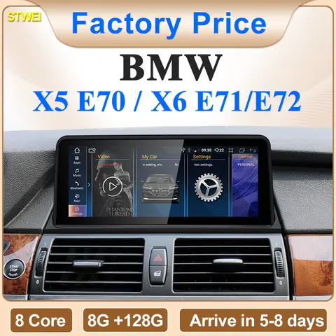 2024 안드로이드 시스템 무선 카플레이, 자동차 비디오 플레이어, GPS 내비게이션, ID6, ID7, ID8, UI 10.25 인치, BMW X5, E70, X6, E71 용, 신제품