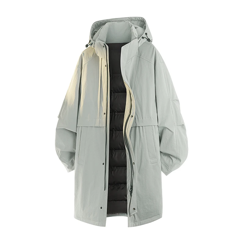 

Парки оверсайз размера плюс 8XL, мужская длинная ветровка с капюшоном, черные осенние карманы, свободные мужские зимние куртки, мужские теплые хлопковые пальто