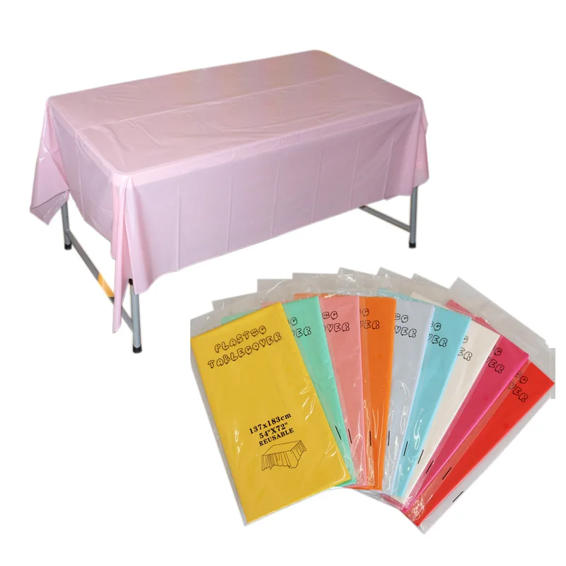 

1pc Reusable Tablecloths BPA Free Plastic 54 x 72 inch Dining Table Cover Cloth for Parties Picnic Camping Outdoor Disposable