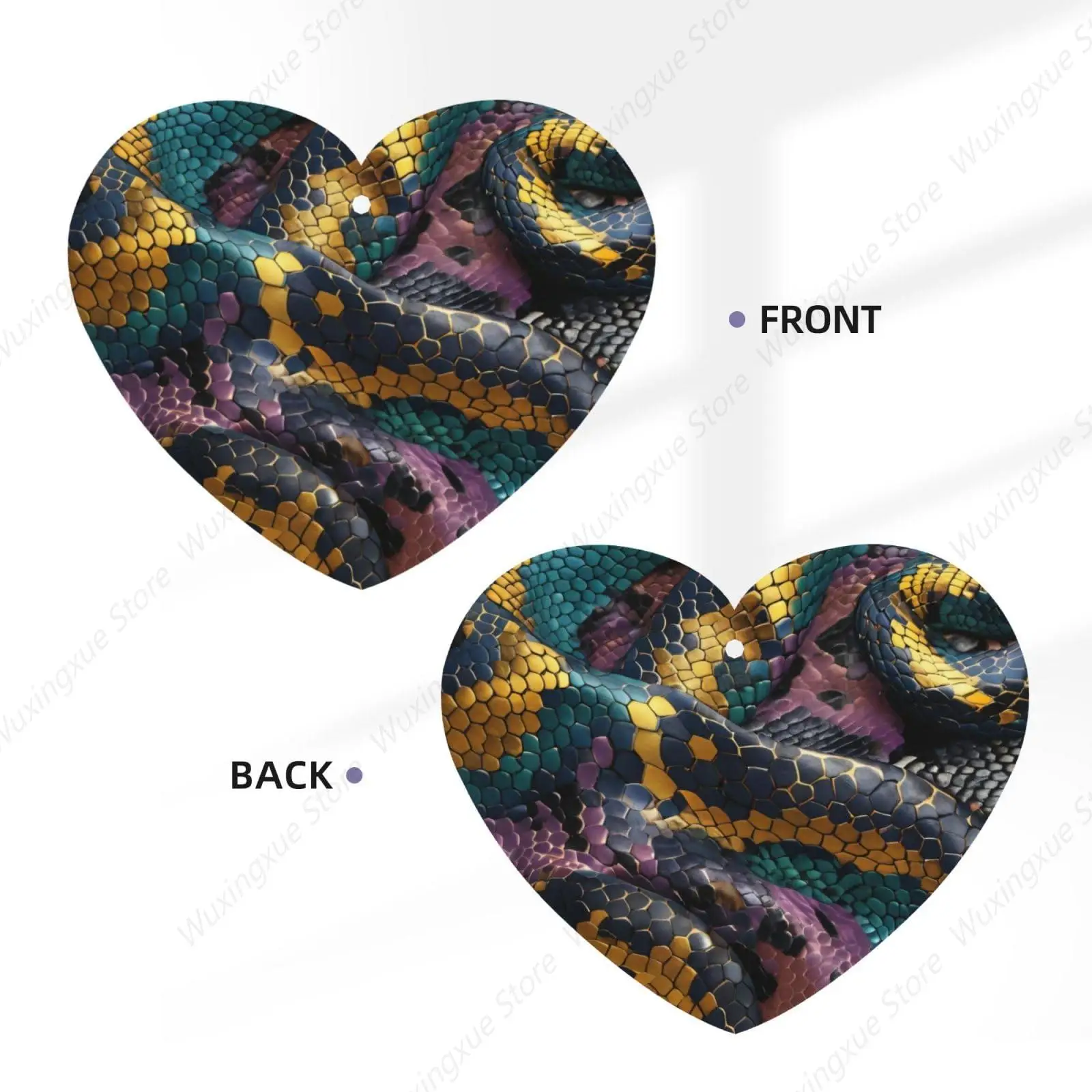 Colorful snake scale pattern Car Air Fresheners Cards Bedroom Fragrance Cards Long-lasting Fragrance Heart-shaped Shoe Cabinet