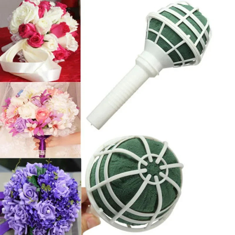 Wedding Bridal Rose Floral Foam Bouquet Handle Flower Holder Decoration DIY Gadgets Fashion Party Supplies 2