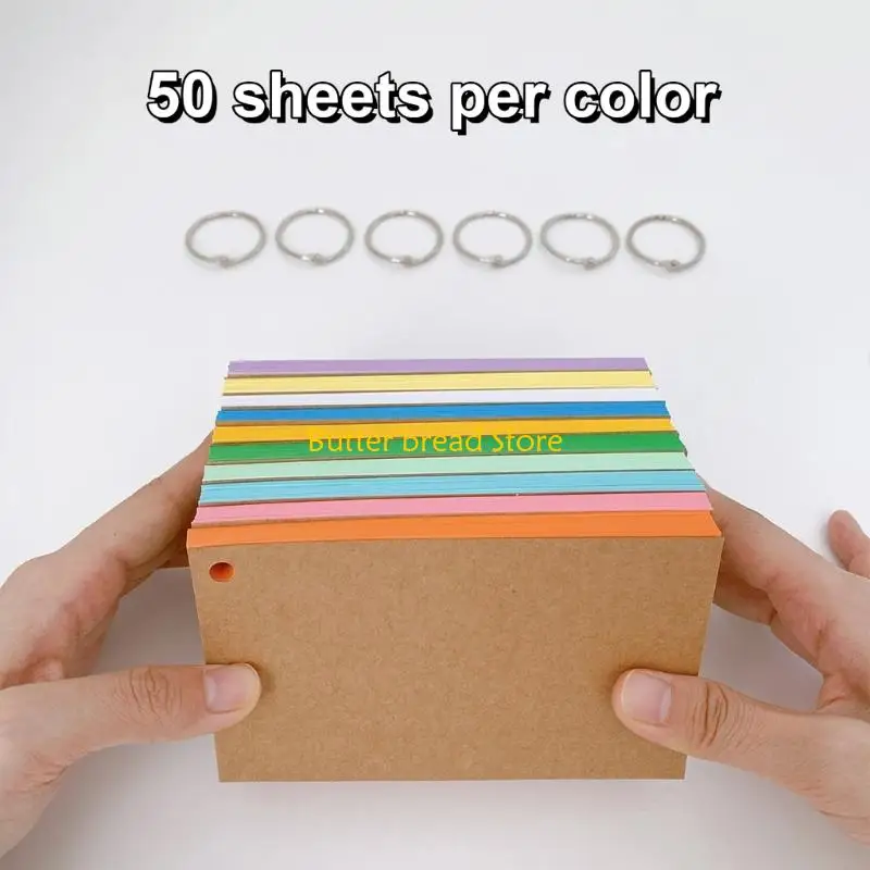 W89C farbige Flash -Karten mit Bindungsringen leere Karteikarten für Studium