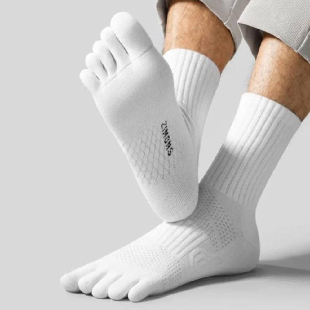 Split Toe Socks Cotton Men's Five Finger Socks Anti-slip Hosiery Five Toe Socks Odor Resistant Mid-Calf Sports Socks Running