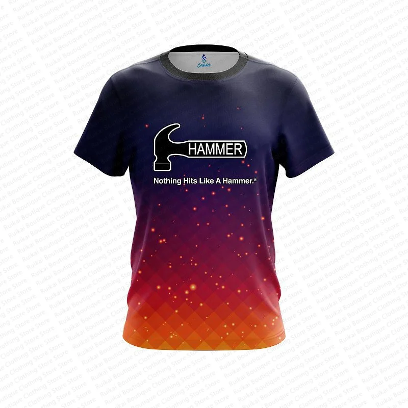 Summer New Hammer Bowling Men's and Women's Sports T-Shirt Daily Venue Sweating Quick Drying Comfortable Short Sleeves Fashion