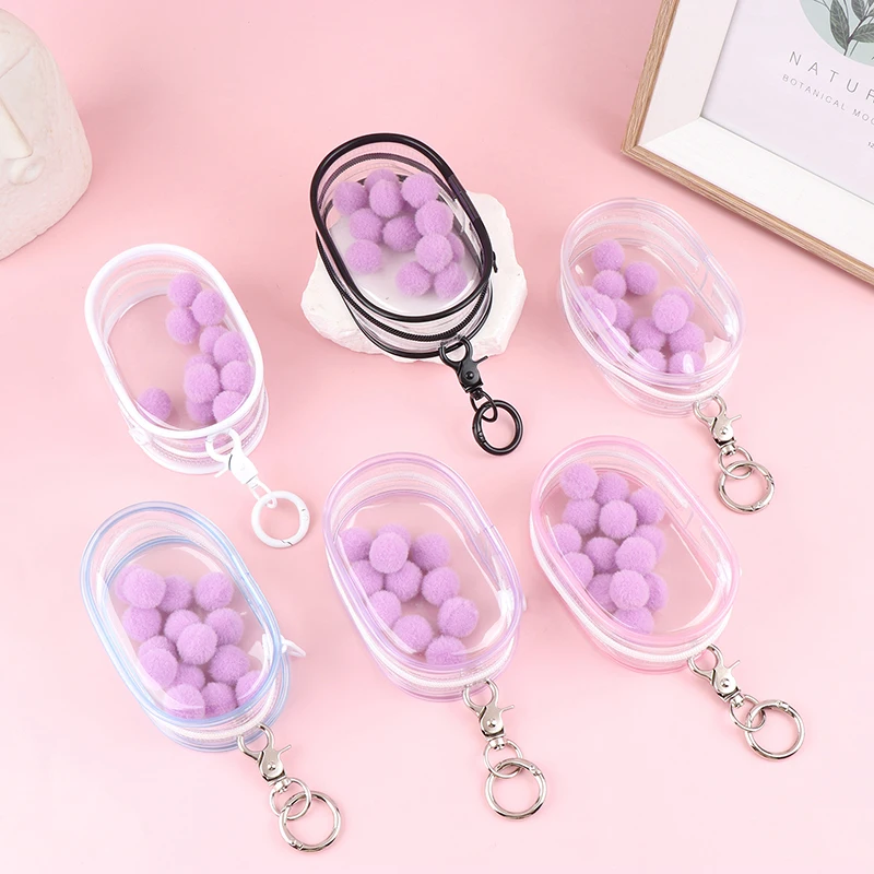 1Pc Jewelry Organizer Transparent Storage Box Pouch Mystery Box Plastic Box Cute Doll Bag With Keychain Dustproof Case