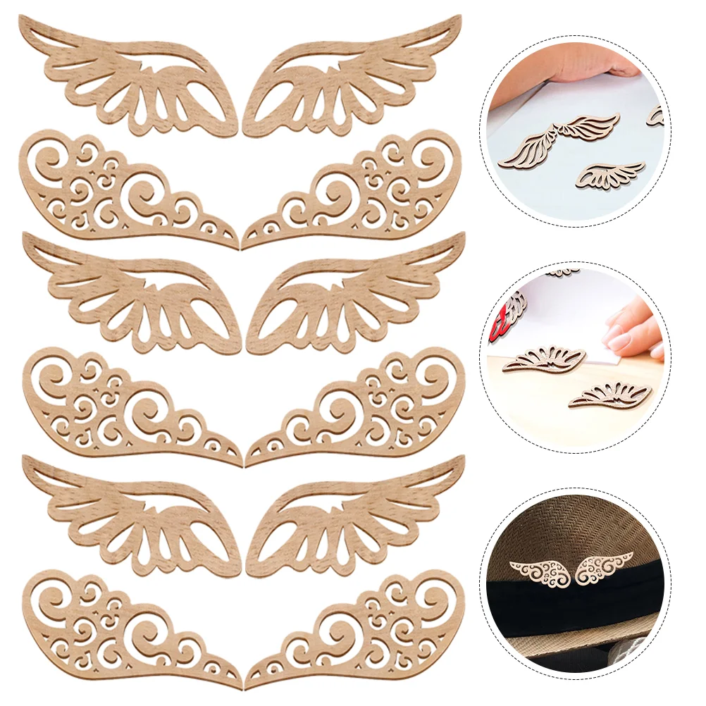 40 Pcs DIY Graffiti Wing Wood Chips Jigsaw Puzzle Unfinished Wings Toddler Angel for Crafts