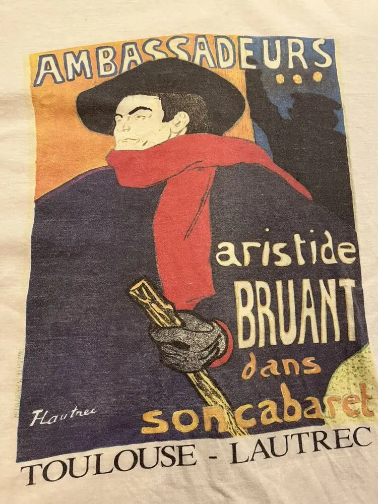 Vintage 80er 90er El Dorado Toulouse-Lautrec Kunstshirt Aristide Bruant Art Deco-