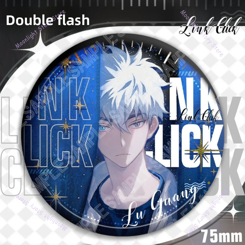 75 مللي متر رابط انقر أنيمي شارة دبوس تصميم فلاش مزدوج للملابس حقائب القبعات الديكور جمع هدية الإكسسوارات لمحبي #6