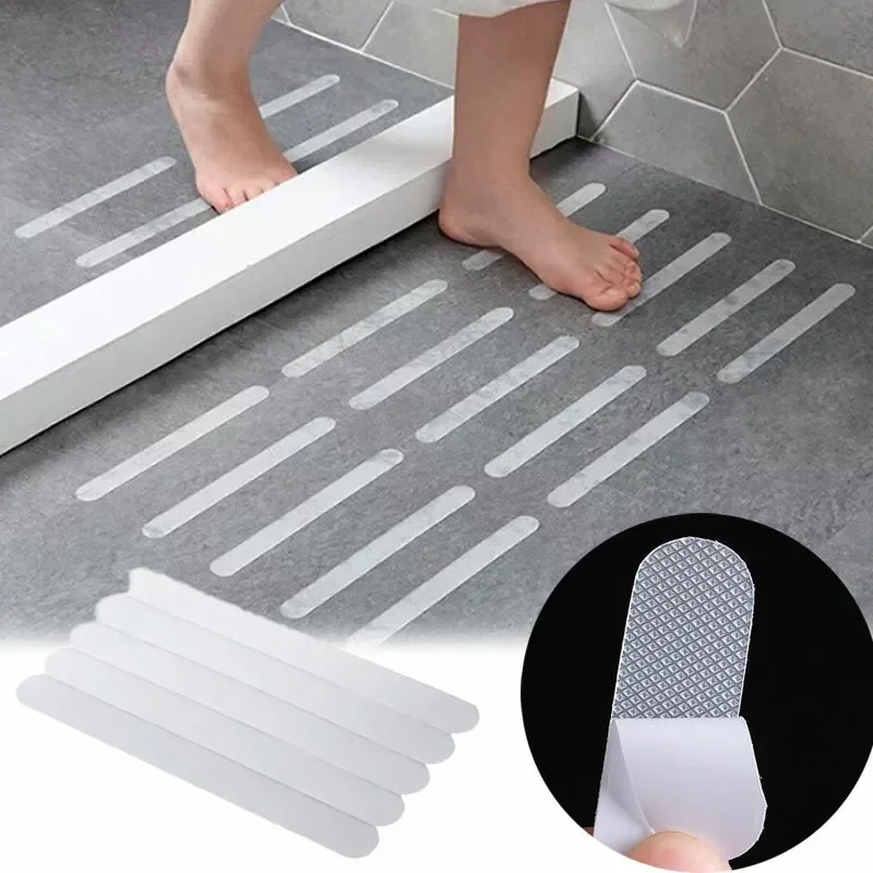 5/12/24Pcs Transparent Bath Showers Anti Slip Strips For Bathroom Kitchen Living Room Carpet Safety Non-Slip Strip Floor Sticker