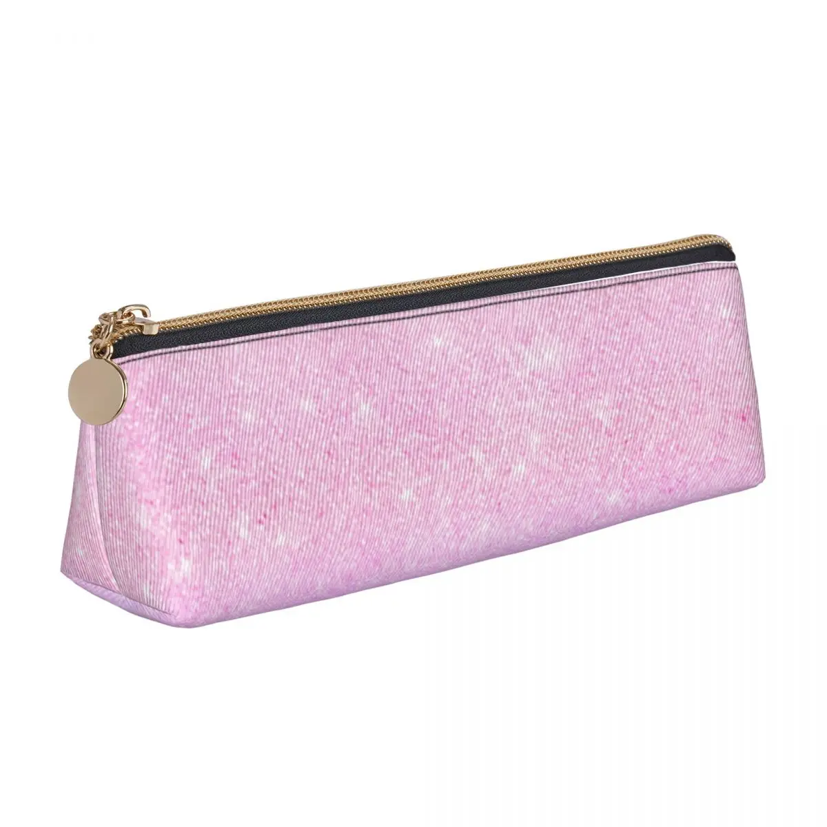 Elegante astuccio in pelle blu rosa Ombre con stampa glitter arcobaleno, astuccio per matite con cerniera fresca, astuccio per penne triangolare per