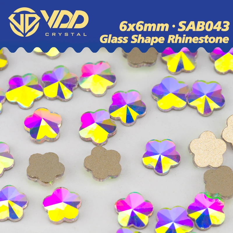 VDD 6x6mm 100/500/1440Pcs Glass Shape Crystal AB Rhinestones Flatback Stone Wholesale For DIY Nail Art Crafts Decoration SAB43