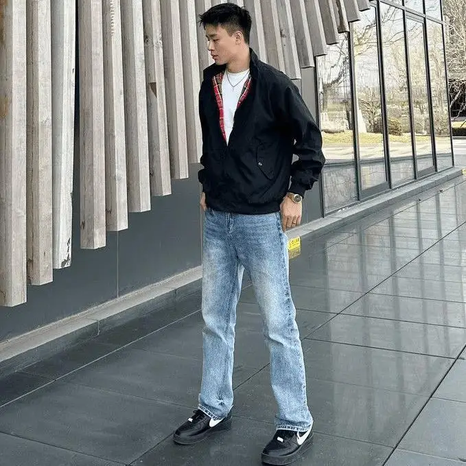 

American Sle Casual Outdoor Men's Jaet Tee-Proof Retro Hard Son G9 Coat ort Sve Zipper Closure Baseball Collar