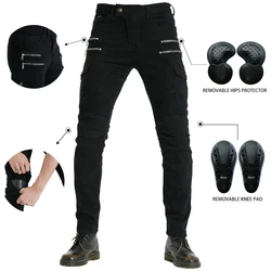 New Double Zipper Metal Style Motorcycle Pants Men For Woman Outdoor Riding Jeans With Protective Gear Motocross Moto Trousers