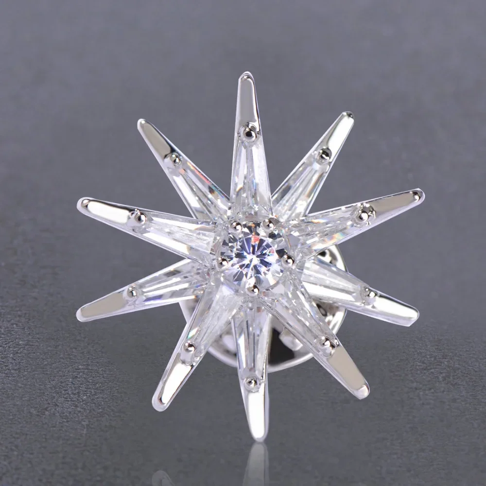 Blucome Cubic Zircon Star Brooches Gold-Color Copper Brooch Badge Collar Clip Up Chapter Copper For Women Medal Pins Jewelry