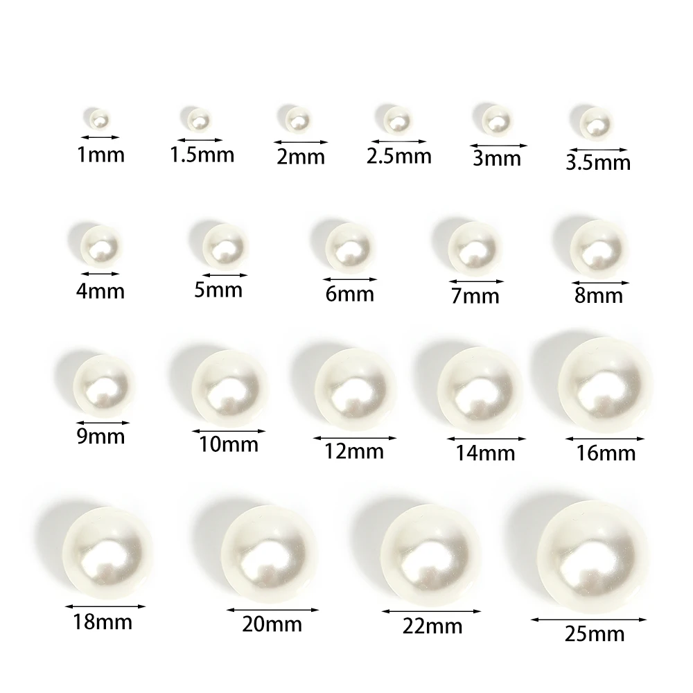 10-1000 sztuk/partia 1-25mm sztuczna perła akrylowe koraliki bez otworu okrągły koralik dla majsterkowiczów rzemiosło ozdoba na prezent Making