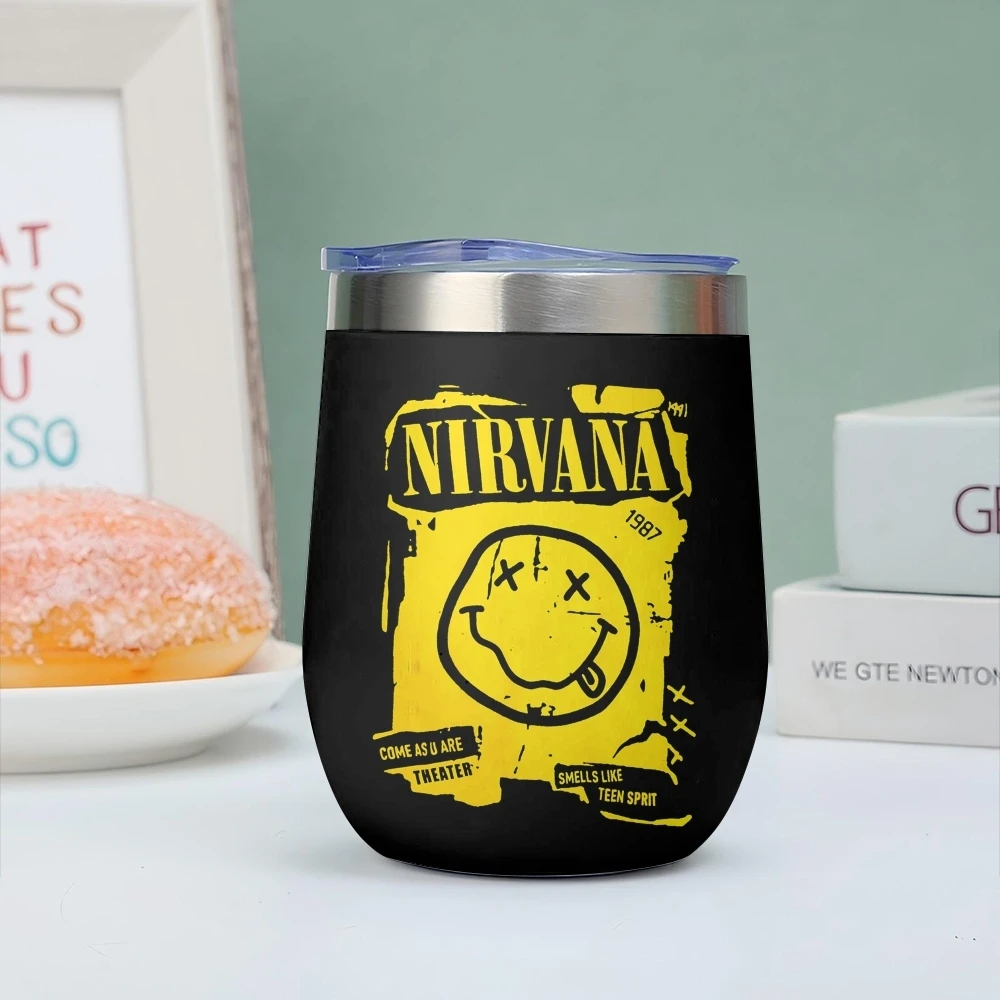 Rock Band N-nirvana Vacuum Flasks 12oz Insulated Wine Tumbler Vacuum Coffee Mug Egg Shape Thermos Cup - view 6