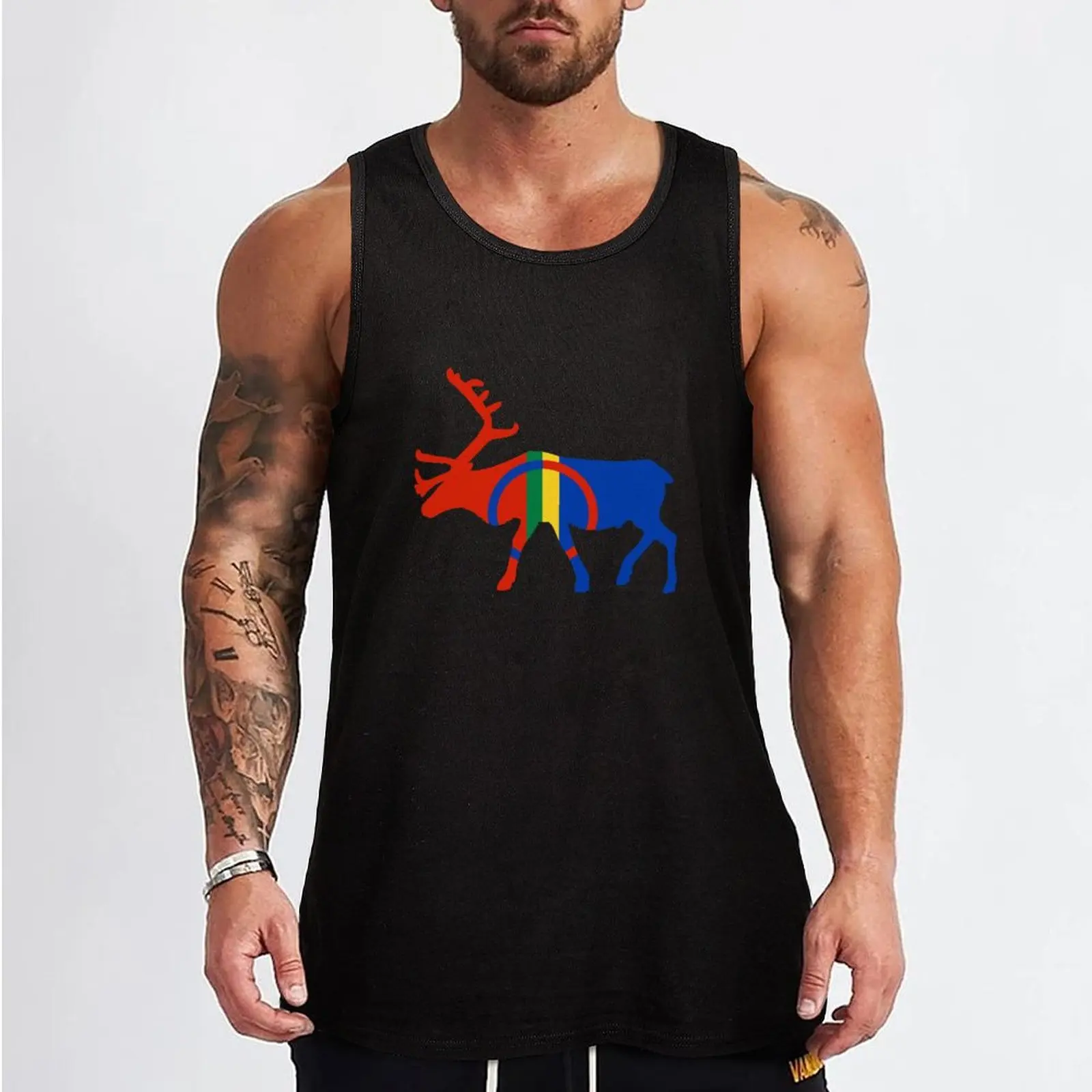 sami reindeer emblem. Tank Top running shirt underwear gym wear men