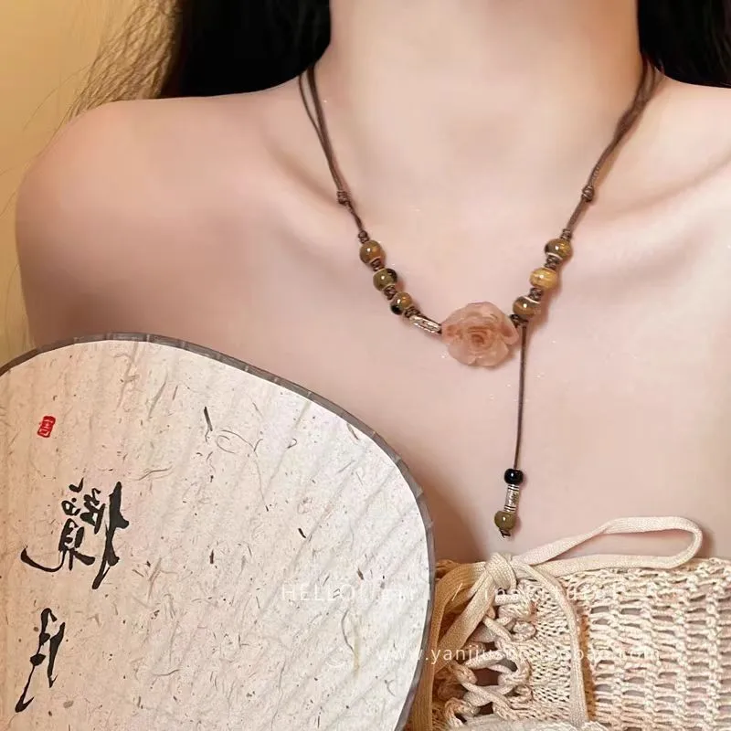 

2026 New Chinese Style Beaded Butterfly Necklace with a New High-End Design Niche Sweater Chain Women's Summer Collarbone Chain