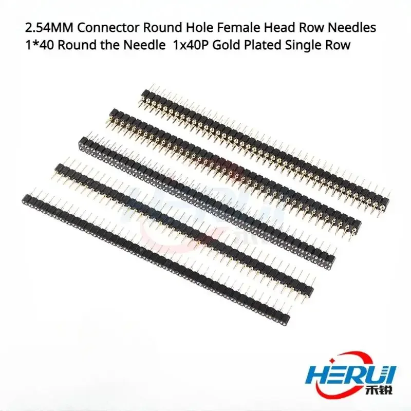 

5pcs 2.54MM Connector Round Hole Female Head Row Needles 1*40 Round the Needle 1x40P Gold Plated Single Row