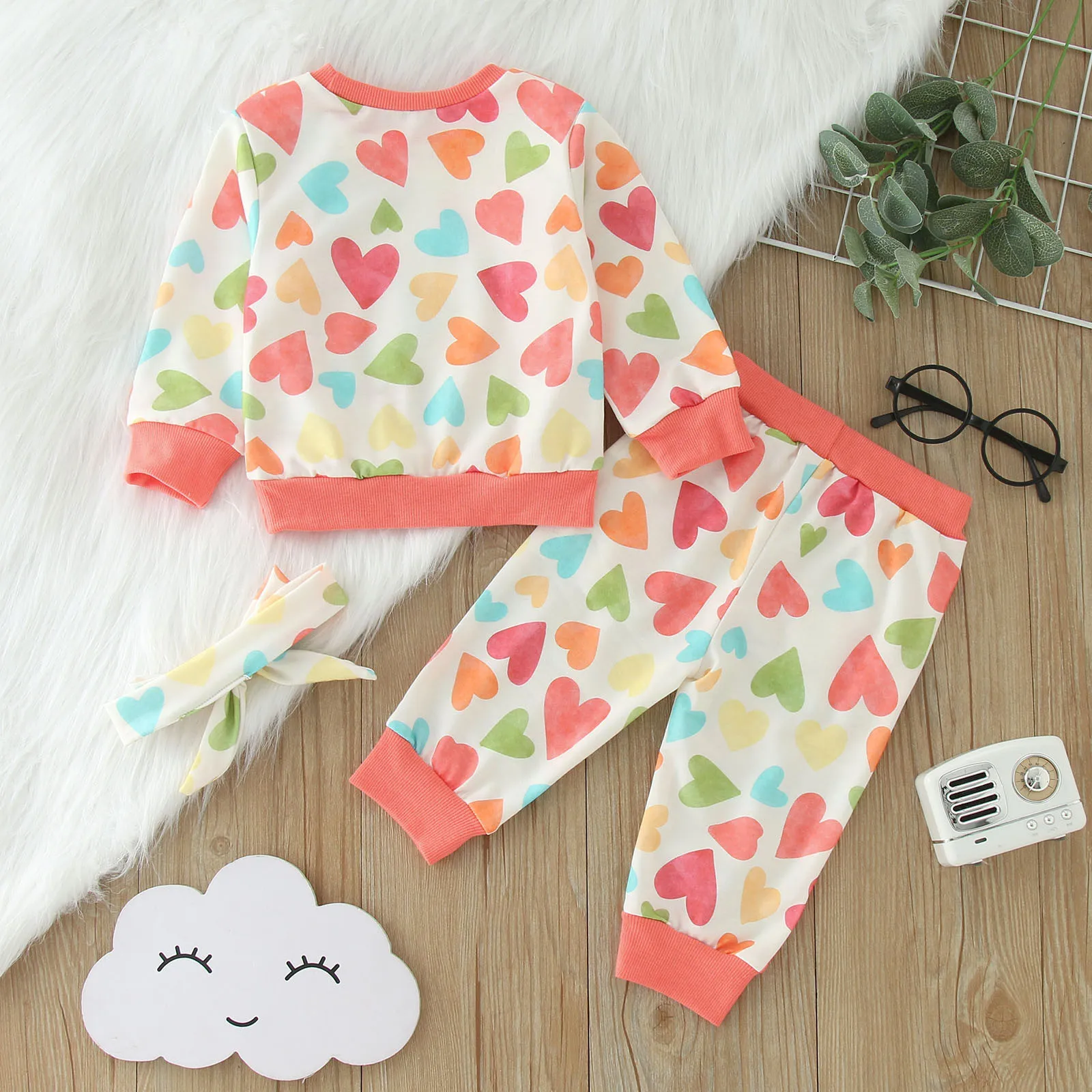 Toddler Infant Baby Girls Clothes Sets Floral Print Long Sleeve Sweatshirt Tops and Casual Pants Set Baby Fashion 2 Piece Outfit