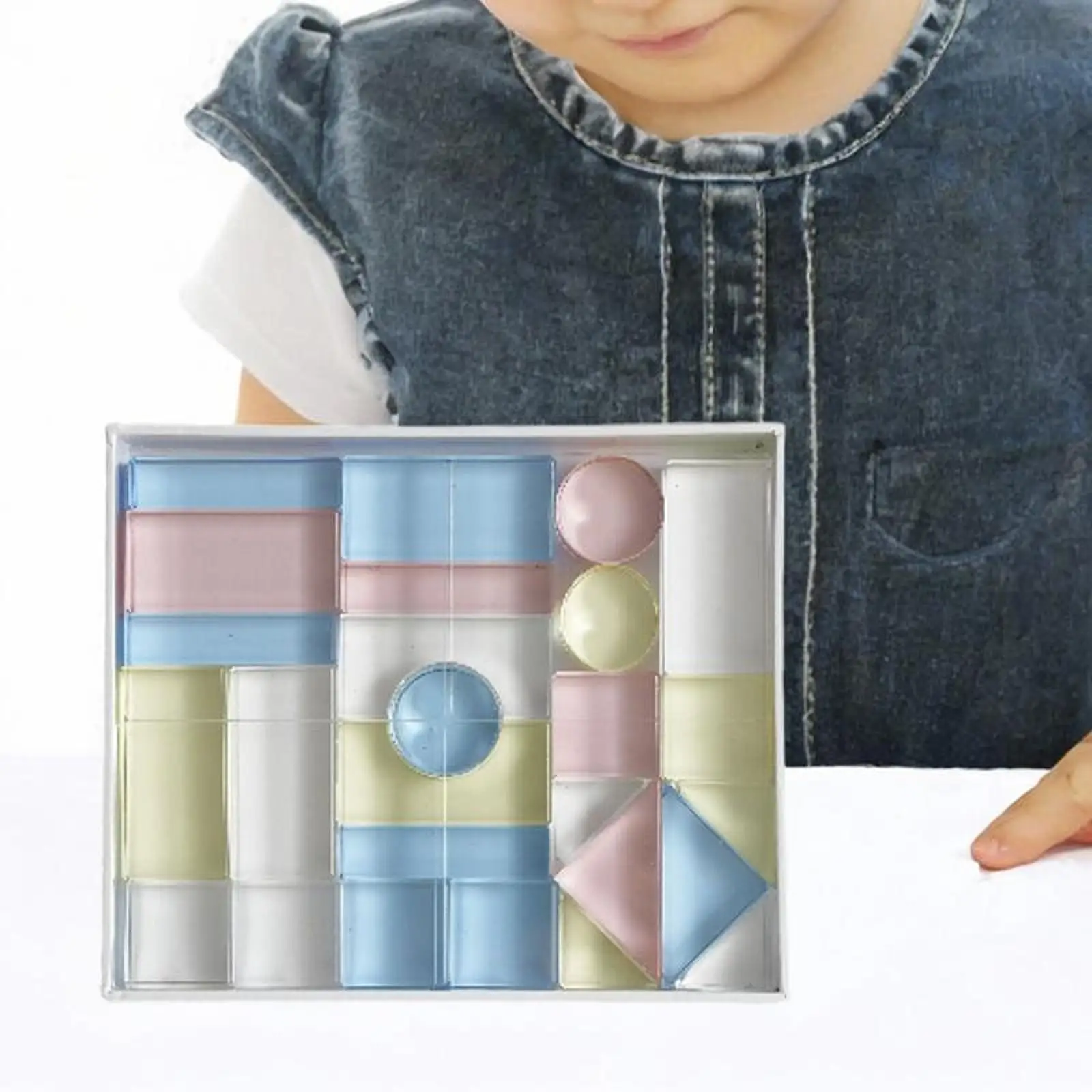 26 Pieces Transparent Acrylic Block Set Shadow Stacker Block Toy Development Toy Smooth Montessori Stacking Game for Holiday