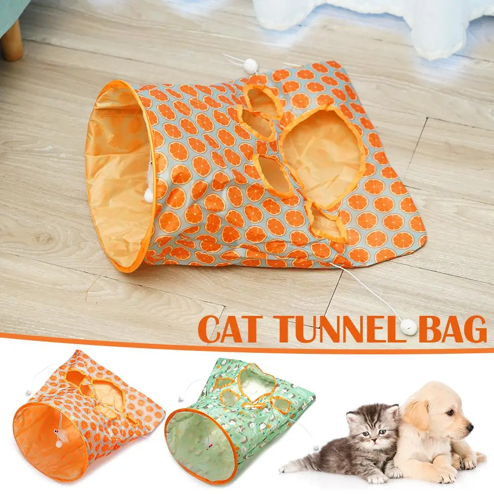 

With Ball Cats Tunnel Bag Pet Cat Toys Play Tube Training Mouse Sounds Crinkle Fun Interactive Dangling Playing Tunnel Toy C2C6