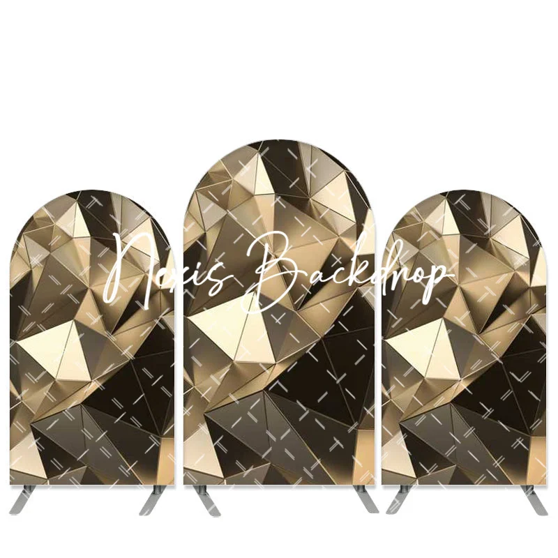 

Elegant Gold Mirror Arch 2-Sided Backdrop Artistic Prism Geometry Banner for Birthday Party Background Decorations For Women