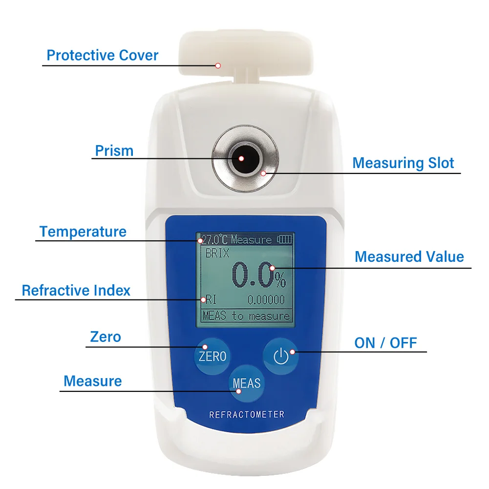 High Precision 0-55% Digital Brix Refractometer Brix Meter Automatic Temperature Compensation Refractive Index Sugar Content