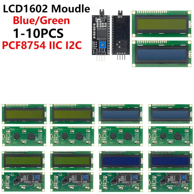 LCD1602 1602 ЖК-модуль синий/желтый зеленый экран 16x2 символьный ЖК-дисплей PCF8574T PCF8574 IIC I2C интерфейс 5 В для Arduino