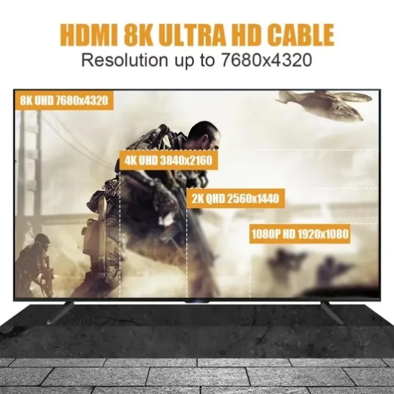 8K HDMI Cable 2.1 48Gbps High Speed HDMI Braided Cord-4K@120Hz 8K@60Hz DTS:X HDCP 2.2 & 2.3 HDR 10 for Compatible Laptop/PS5 image 6