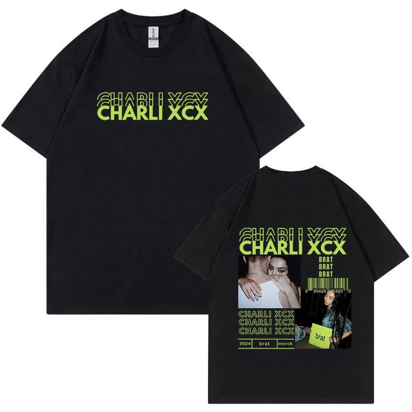 Charli XCX Brat 2024 Tour Album Graphic T Shirts Men Women Fashion Retro High Quality Oversized Cotton T-shirt Hip Hop Clothing