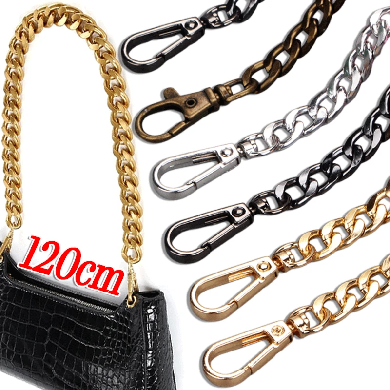 120cm Metal Aluminum Bag Chain Strap Handle Shoulder Crossbody Handbag Bag Diy Metal Replacement Chains Bag Parts Accessories