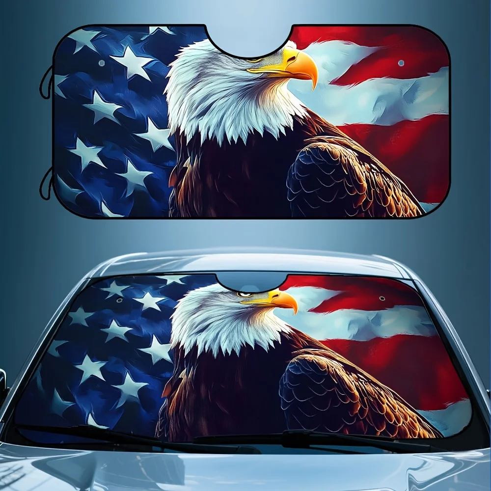 

1pc, Patriotism Painting Art Print Pattern Windshield Sunshade, Front Auto Sun Visor, Folding Sun Shade For Windshield, Keeps