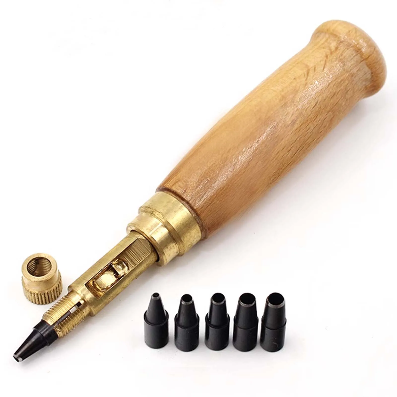 

Automatic Belt Punch with 6 Punches Mute Rotary Awl Leather Hole Carving Punch