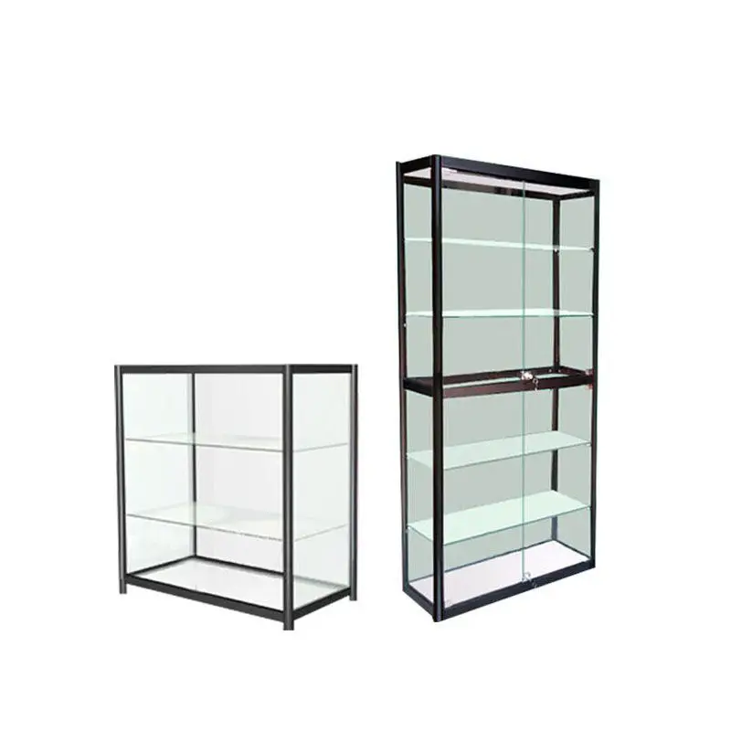 Custom. Hot Sale High Display Floor Standing Figure Glass Showcase Locking Aluminum Display Cabinet