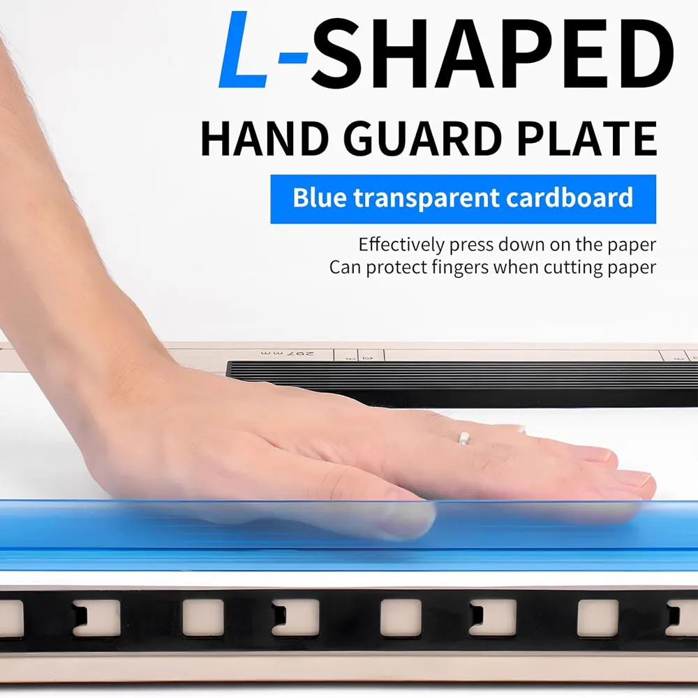 قاطعة ورق A4، قاعدة معدنية، سعة 12 ورقة، 2 حواجز ضغط الورق، قاعدة بخطوط شبكية، A4~B7