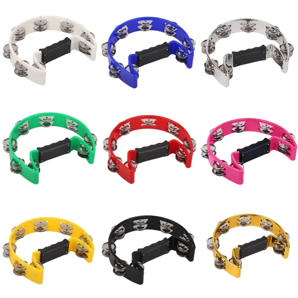 Bright Sound Handheld Jingle Bells Portable Hand Shake Orff Tambourine Professional Durable Half Moon Handbell