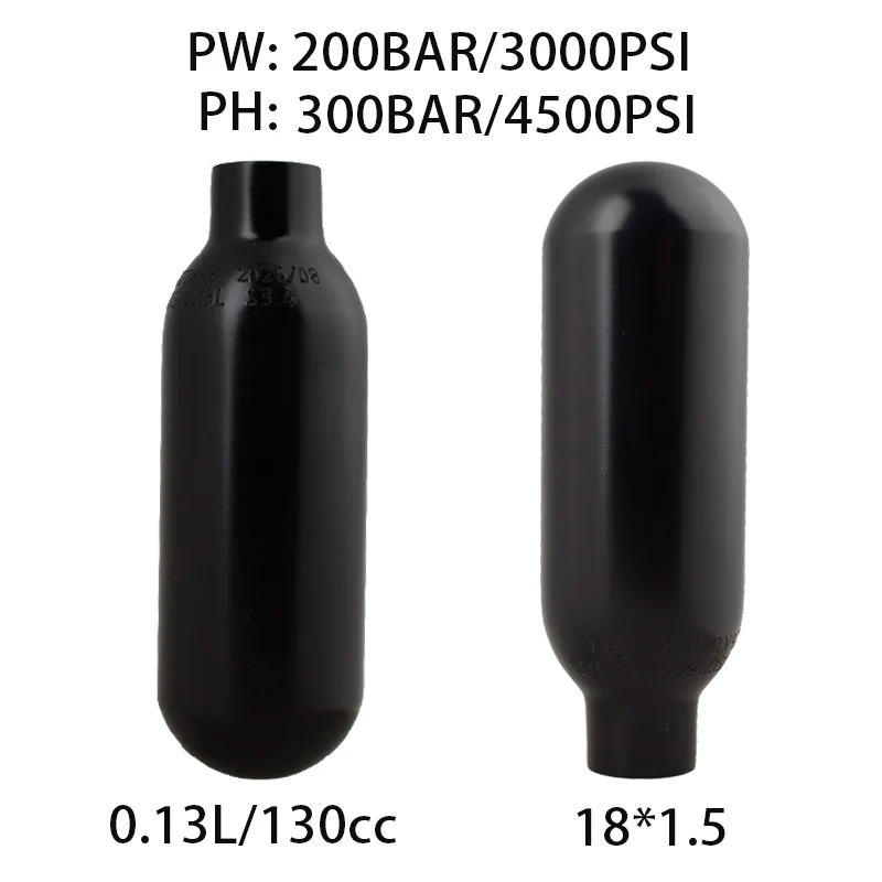 HPA Mini Scuba 0.13L High Pressure Air Tank 200BAR 3000PSI Cylinder M18*1.5 Gas Bottle For Diving Soda CO2 Stream Fittings