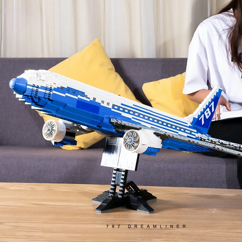 

Набор строительных блоков Boeing 787, MOC, креативная техническая сборка, кирпичи, модель самолета, настольный дисплей, STEM, подарок для взрослых
