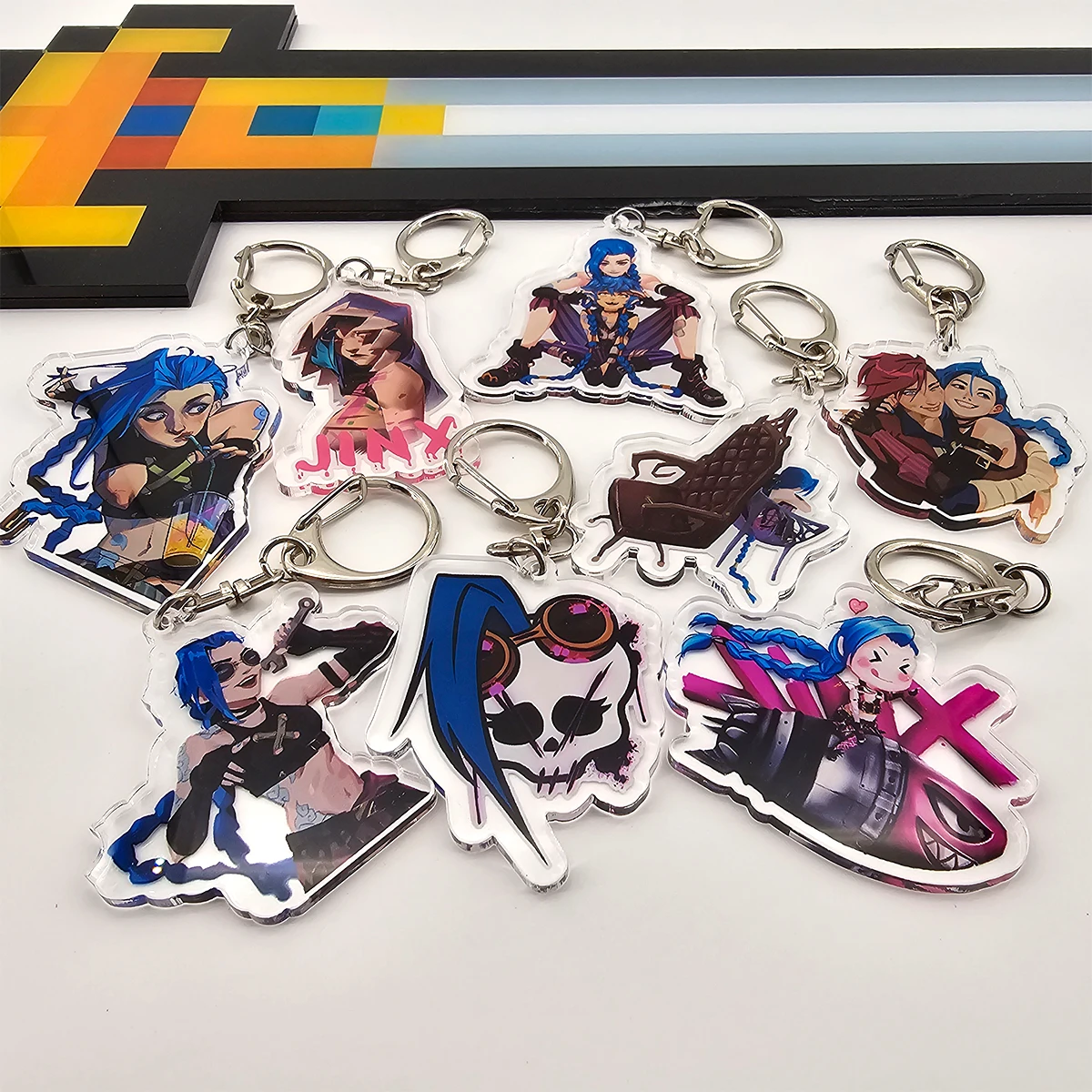 Acrylic Arcane Jinx Vi Caitlyn Ekko Viktor Keychain Arcane FigurePendant Keyring Key chainKeyRing for Accessories Bag Fans Gift