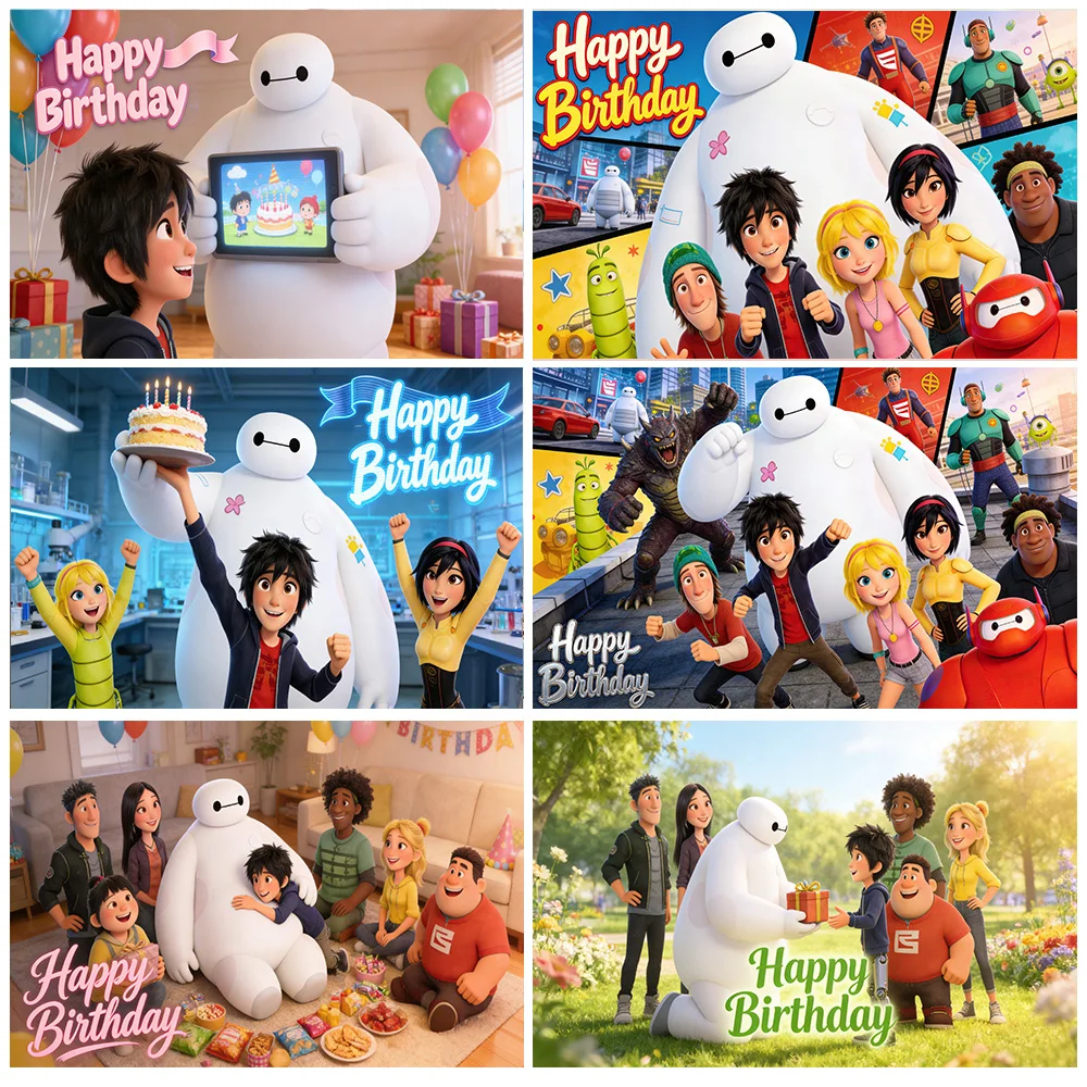 

Cartoon Super Big Hero 6 Birthday Party Decoration Backdrop Children Birthday Party Supplies Decor Banner Baby Baptism Kid Gift