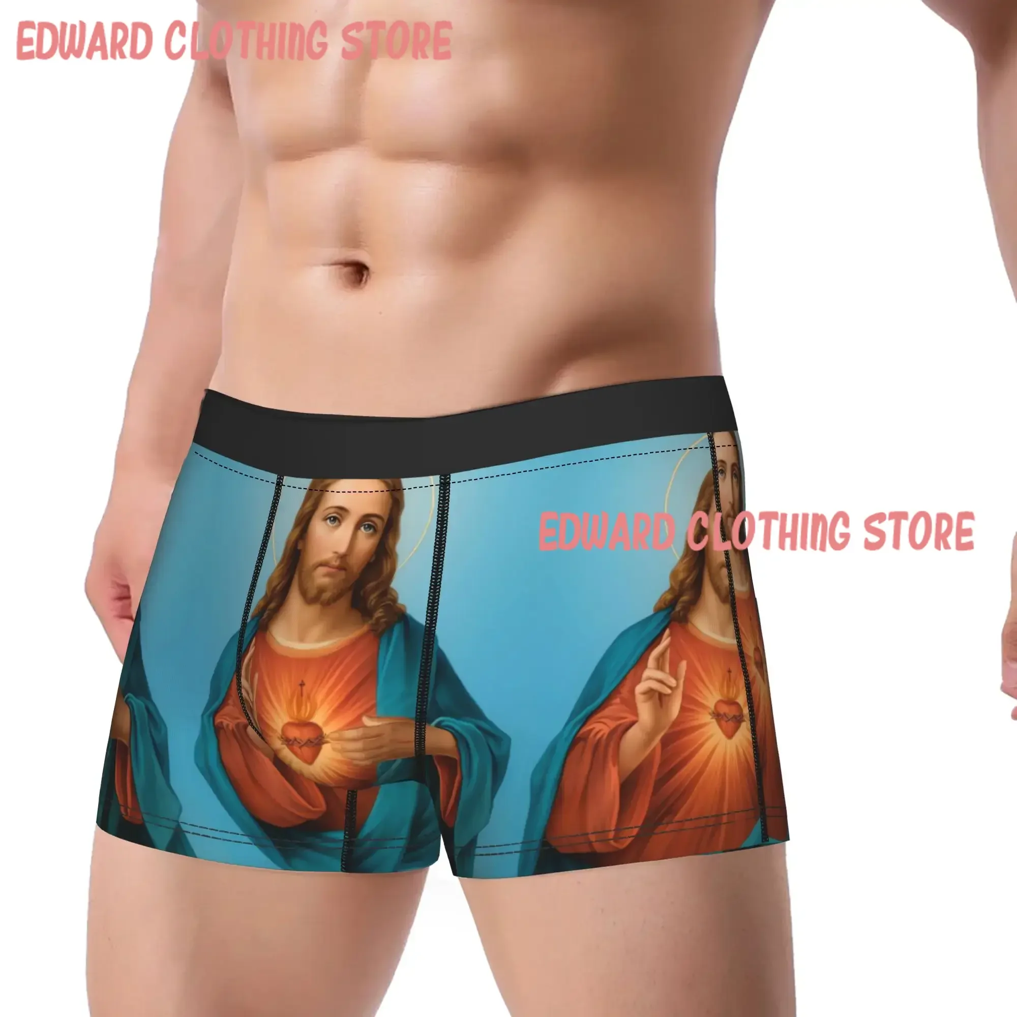 Jesus Sacred Heart Art Boxershorts  3D Pouch Underwear High Quality Print Shorts Briefs Classic Males Underpants Plus Size