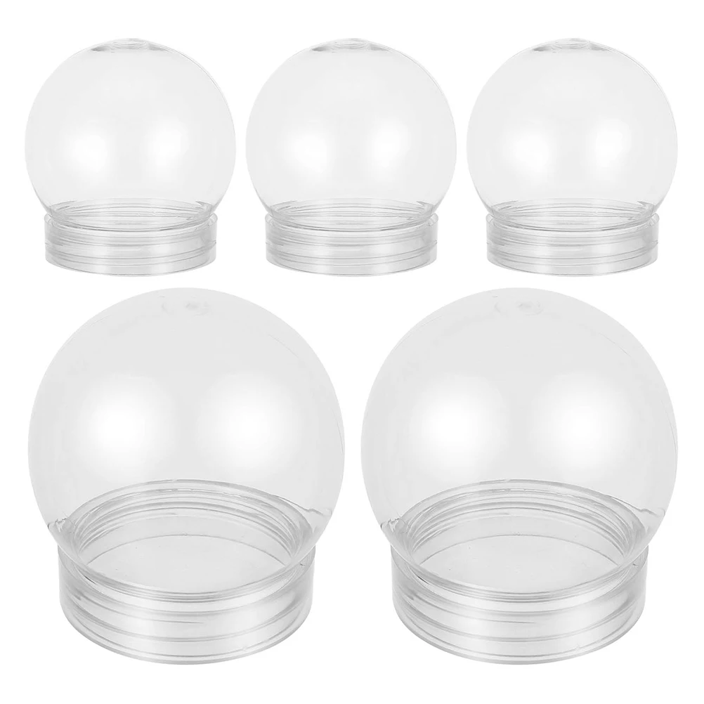 

5 Pcs Snowball Diy Globe Empty Kit Globes for Kids Snowglobes Crystal Mud Clear Plastic Balls Fillable