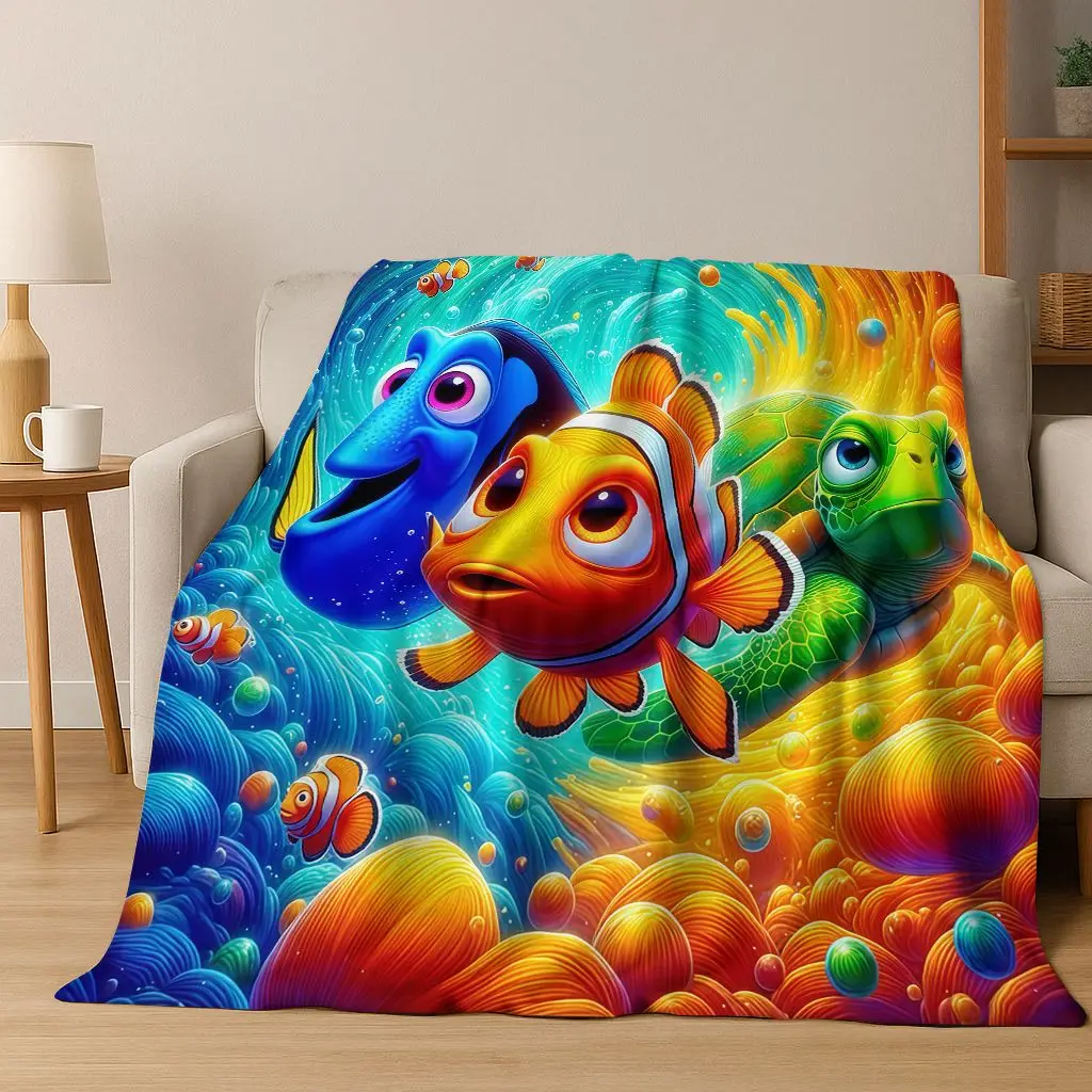 

3D Cartoon Finding Nemo Underwater World Flannel Blanket,Warm and Cozy Soft Throw Blanket for Home Bedroom Bed Sofa Picnic Cover