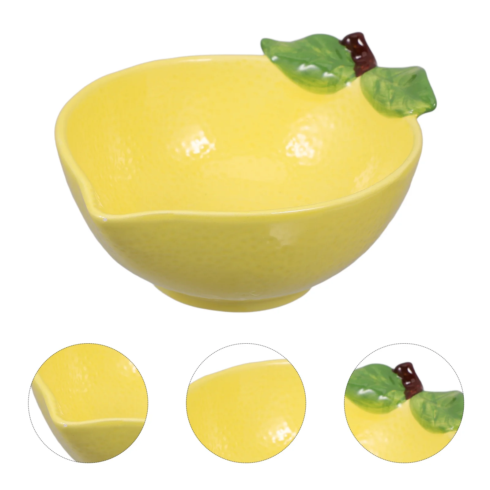 

Multi-Use Fruit Salad Bowl Lemon Shape Ceramic Dessert Serving Bowl Cute Kitchen Decor Lemon Shape Salad Container