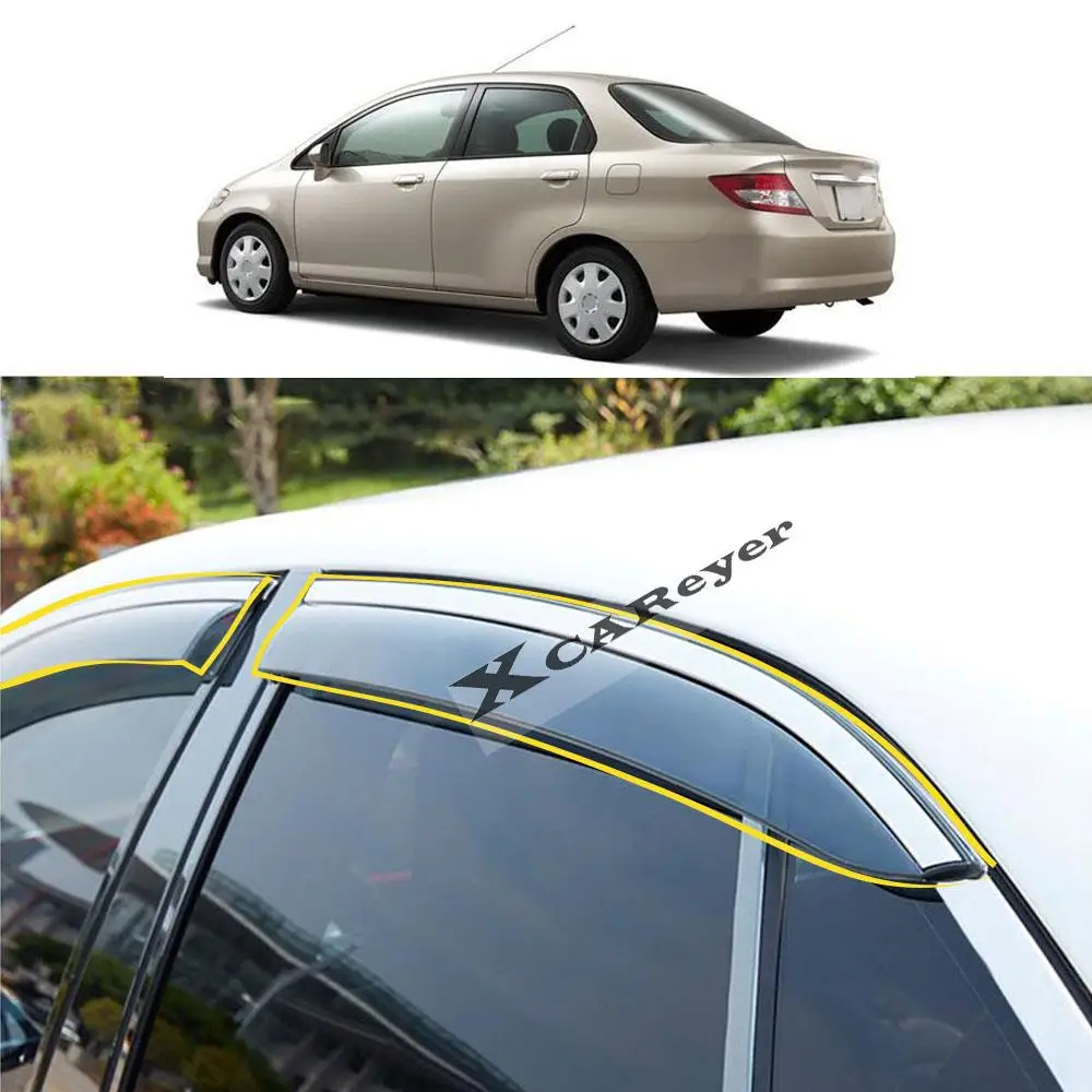 For Honda Fit Jazz Sedan 2003+ Car Body Styling Sticker Plastic Window Glass Wind Visor Rain/Sun Guard Vent Parts